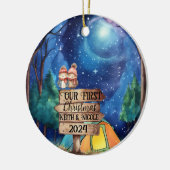 Eerste kerst Schattige paar Passen getrouwd Advent Keramisch Ornament (Links)