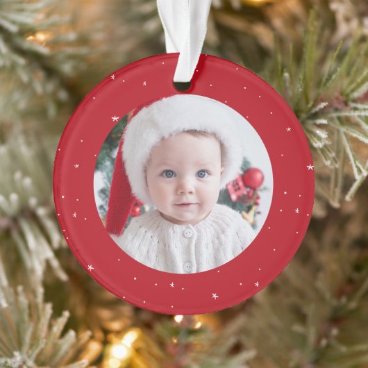 Eerste kerst schattige rode baby foto vakantie ornament (Boom)