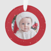 Eerste kerst schattige rode baby foto vakantie ornament (voorkant)