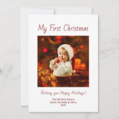 Eerste kerst Schattigee Baby Fotofeestelijke typog Feestdagenkaart (Voorkant)