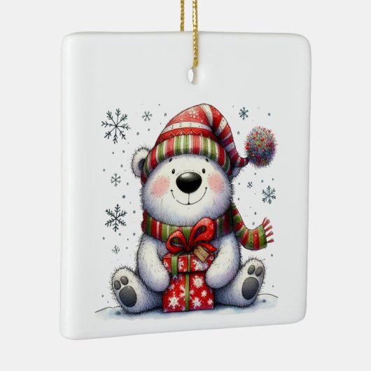 Eerste kerst Schattigee grillige Beer Gepersonalis Keramisch Ornament (Rechts)