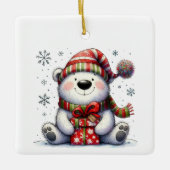 Eerste kerst Schattigee grillige Beer Gepersonalis Keramisch Ornament (Voorkant)