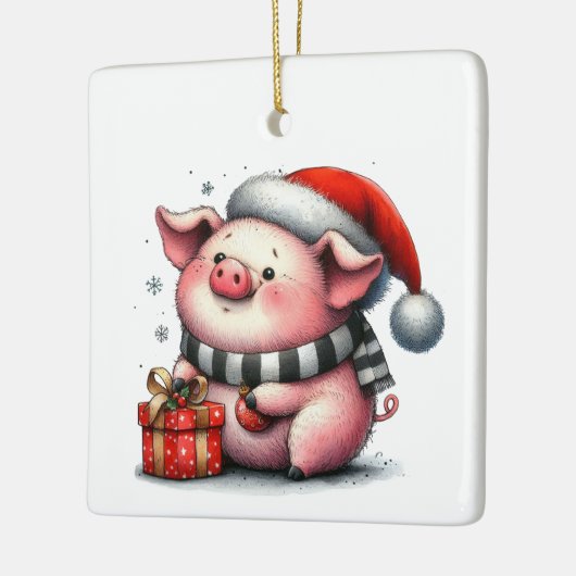 Eerste kerst Schattigee grillige Piggy Gepersonali Keramisch Ornament (Links)