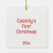 Eerste kerst Schattigee grillige Piggy Gepersonali Keramisch Ornament (Achterkant)