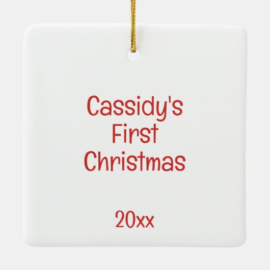 Eerste kerst Schattigee grillige Piggy Gepersonali Keramisch Ornament (Achterkant)