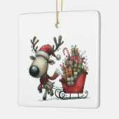 Eerste kerst Schattigee grillige rendier Gepersona Keramisch Ornament (Links)
