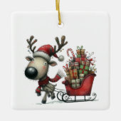 Eerste kerst Schattigee grillige rendier Gepersona Keramisch Ornament (Voorkant)