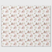 Eerste Kerst  Sneeuwman Meisje Naam Cadeaupapier (Vlak)