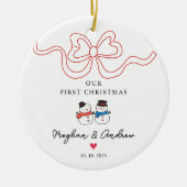 Eerste kerst sneeuwpop kerst keramisch ornament (Voorkant)