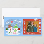 Eerste kerst sneeuwpoppen paren fotokaart feestdagenkaart (Voorkant / Achterkant)