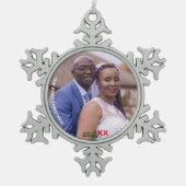 Eerste kerst sneeuwvlok Pewter Foto Ornament (Voorkant)