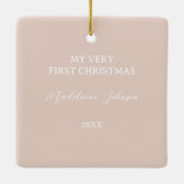 Eerste kerst Sneeuwvlokken Bloemen Roze Foto Gift Keramisch Ornament (Achterkant)