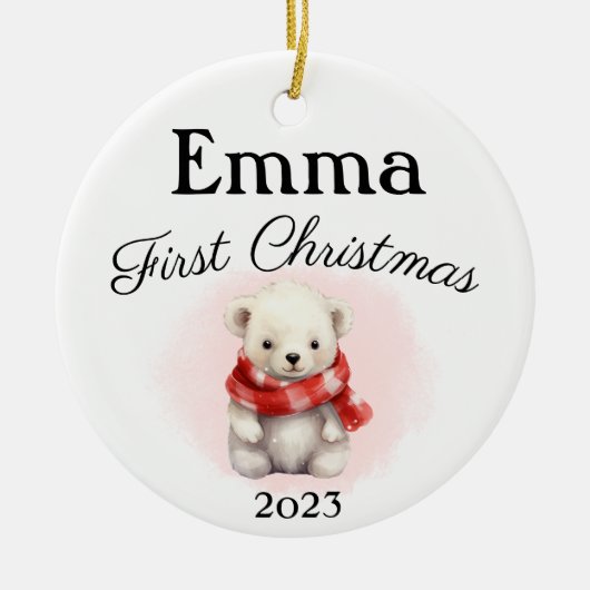 Eerste kerst Teddy Bear Ornament (Voorkant)