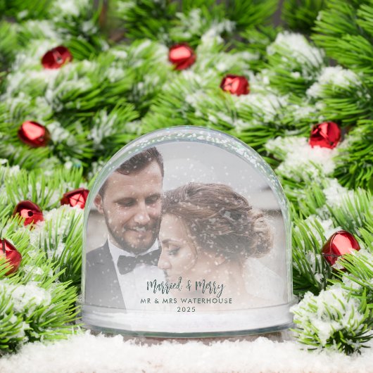 Eerste Kerst Trouwfoto's Feestdagen Custom Sneeuwbol (Kerstmis)