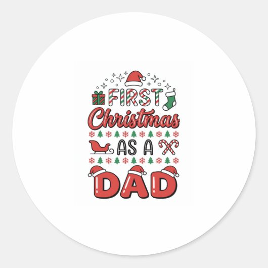 Eerste kerst Vader Vakantie Ronde Sticker (Voorkant)
