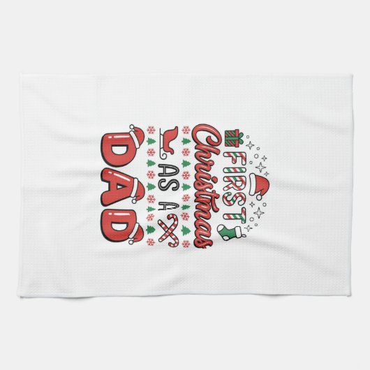 Eerste kerst Vader Vakantie Theedoek (Horizontaal)
