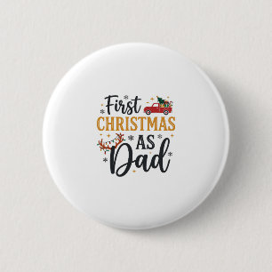 Eerste kerst Vader Vakantie Truck Ronde Button 5,7 Cm