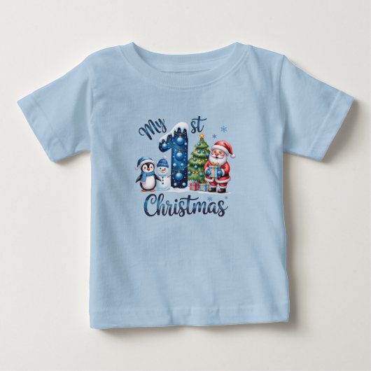 Eerste kerst van baby jongen Blauw (Voorkant)