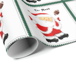 Eerste kerst van baby jongen voetbal cadeaupapier