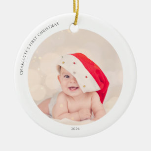 Eerste kerst van de baby 2 foto's keramisch ornament