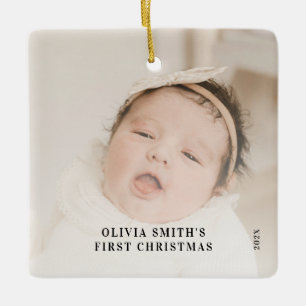 Eerste kerst van de baby Aankondiging geboortegeg Keramisch Ornament