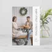 Eerste kerst van de baby familie foto feestdagenkaart (Staand voorkant)