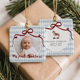 Eerste kerst van de baby - fantasierijke harlekijn keramisch ornament