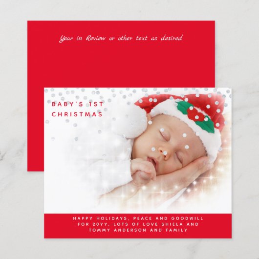 Eerste kerst van de baby FOTO Jaaroverzicht brief (Voorkant / Achterkant)