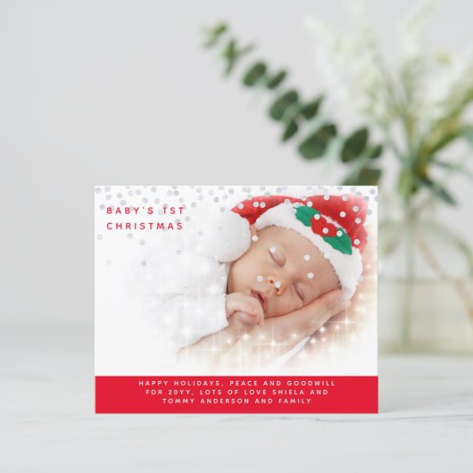 Eerste kerst van de baby FOTO Jaaroverzicht brief (Staand voorkant)