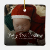 Eerste kerst van de baby Foto Keramisch Ornament (Achterkant)