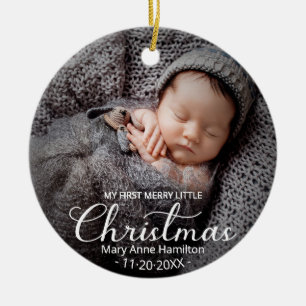 Eerste kerst van de baby Foto Keramisch Ornament