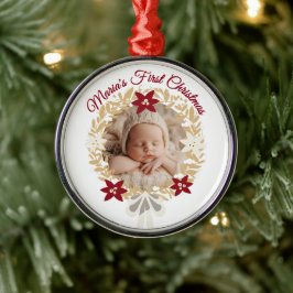Eerste kerst van de baby gouden krans metalen ornament
