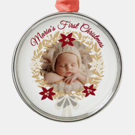 Eerste kerst van de baby gouden krans  metalen ornament