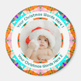 Eerste kerst van de baby oranje turquoise familie  magneet