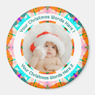 Eerste kerst van de baby oranje turquoise familie magneet