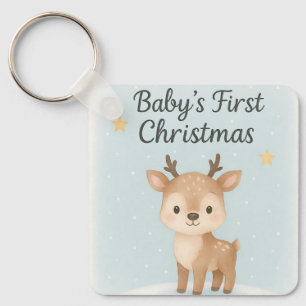 Eerste kerst van de baby rendier schattig klein fe sleutelhanger