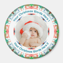 Eerste kerst van de baby roze blauw familie fotoca magneet