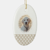Eerste kerst van de puppy Aangepaste fototemplate  Keramisch Ornament (Rechts)
