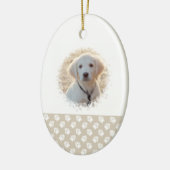 Eerste kerst van de puppy Aangepaste fototemplate  Keramisch Ornament (Links)