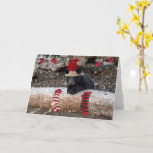 Eerste kerst van de welpen kaart (Gele Bloem)