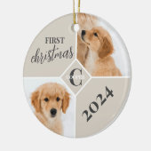 Eerste kerst van een puppy 2 foto  keramisch ornament (Links)