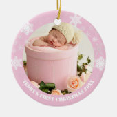 Eerste kerst van een roze baby keramisch ornament (Voorkant)