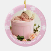 Eerste kerst van een roze baby keramisch ornament (Achterkant)