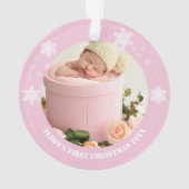 Eerste kerst van een roze baby ornament (achterkant)