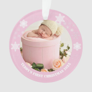 Eerste kerst van een roze baby  ornament