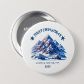 Eerste kerst van George en Olivia Ronde Button 7,6 Cm (Voorkant /achterkant)