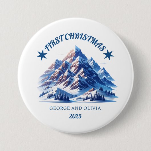 Eerste kerst van George en Olivia Ronde Button 7,6 Cm (Voorkant)