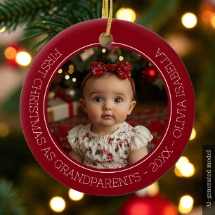 Eerste kerst van grootouders met kleinkind baby fo keramisch ornament