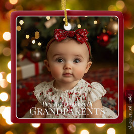 Eerste kerst van grootouders met kleinkind pasgebo keramisch ornament