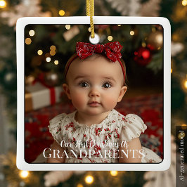 Eerste kerst van grootouders met kleinkind Pasgebo Keramisch Ornament